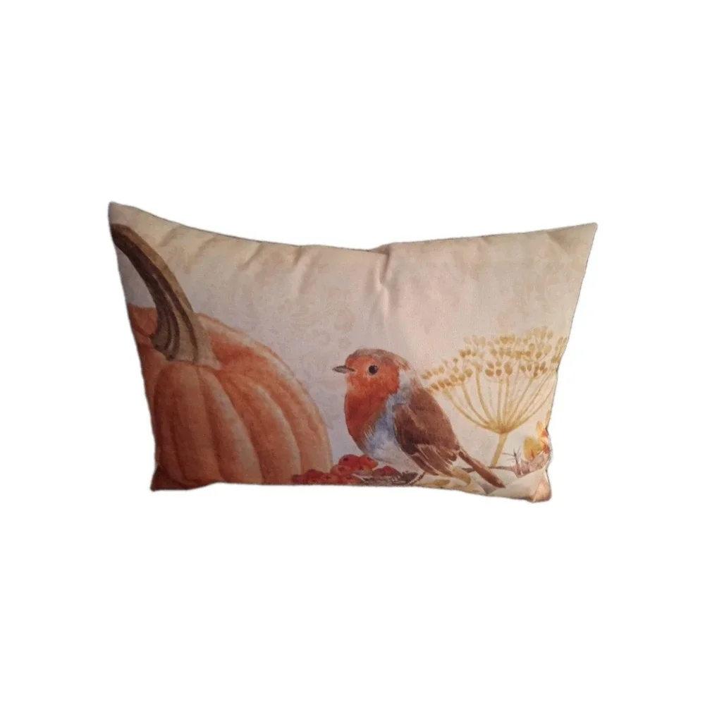 Bird And Pumpkin Throw Pillow 11 In X‎ 17 In- By Loving Kindness